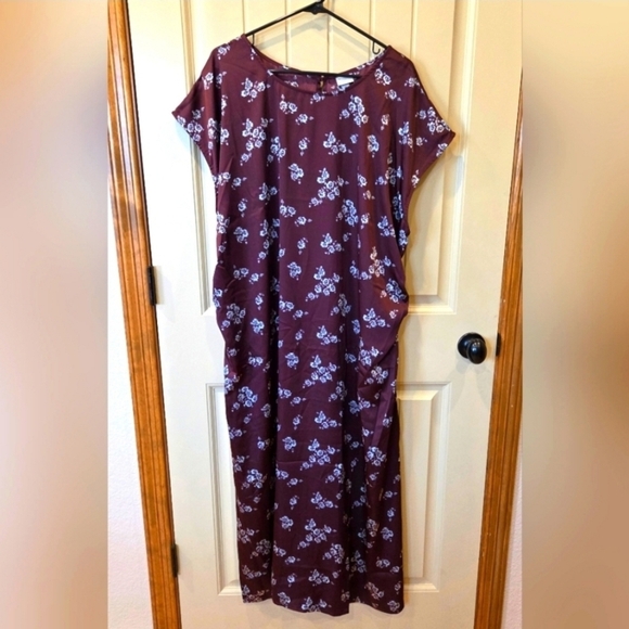 Burgundy Floral Midi Dress Size 3X New  Formal Chic Modern Boho - Picture 2 of 10